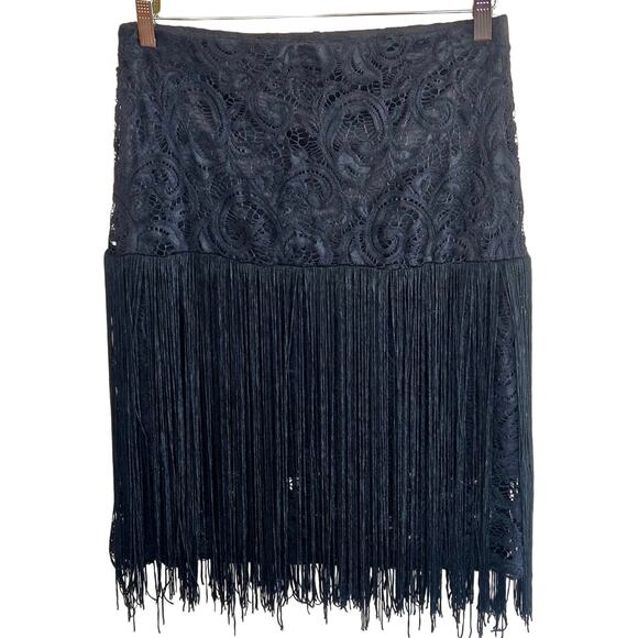 Wrangler Lace and Fringe Country Bohemian whimsygoth knee length skirt - Picture 1 of 5